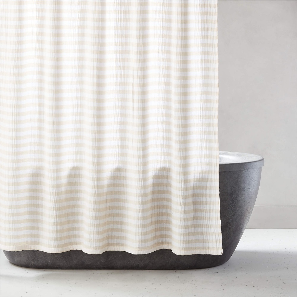 CB2 MAREN ORGANIC COTTON STRIPED SHOWER CURTAIN 72"